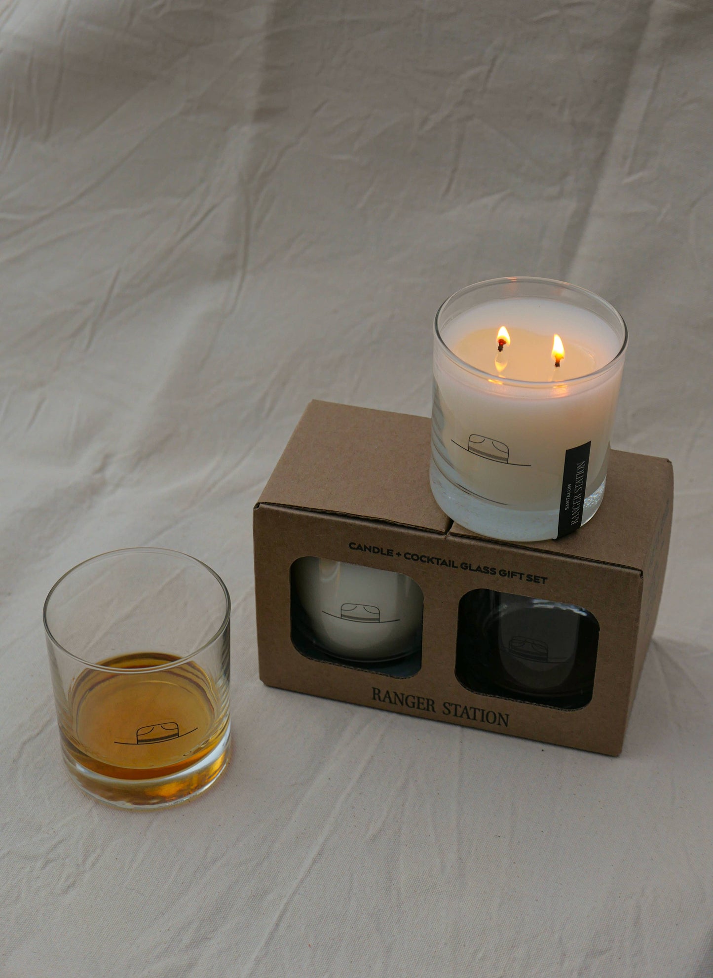 CANDLE + COCKTAIL GLASS GIFT SET: OLD FASHIONED