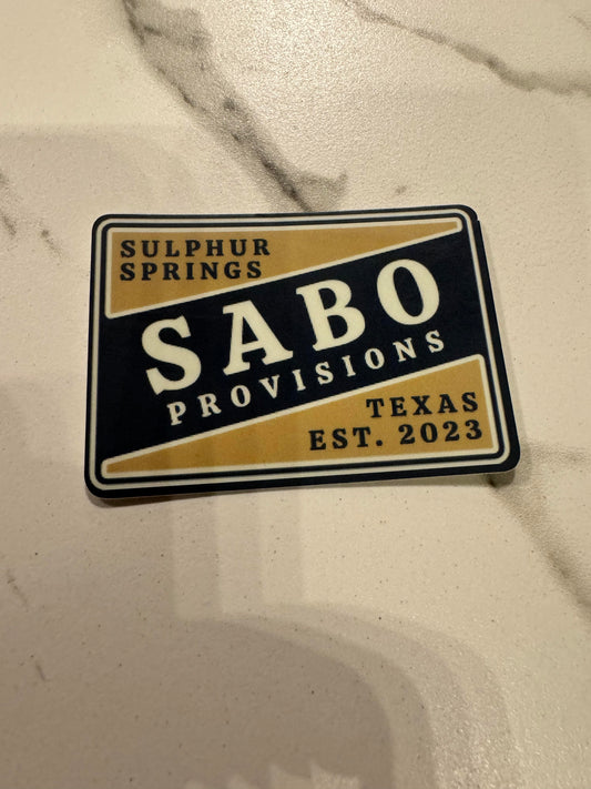 Sabo Provisions Est 2023 Blue & Tan Rectangle Sticker