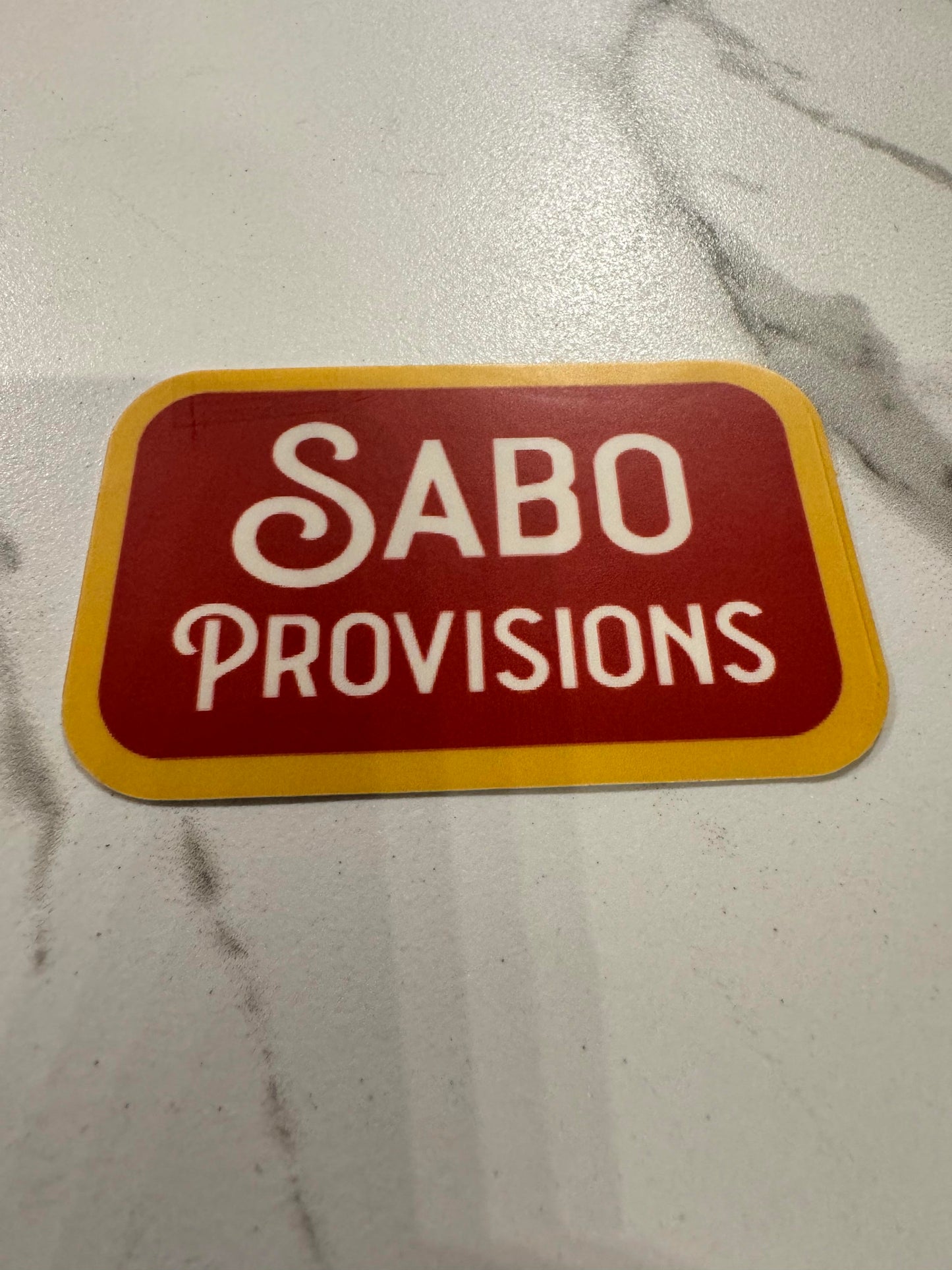 Sabo Provisions Rectangle Red & Yellow Sticker
