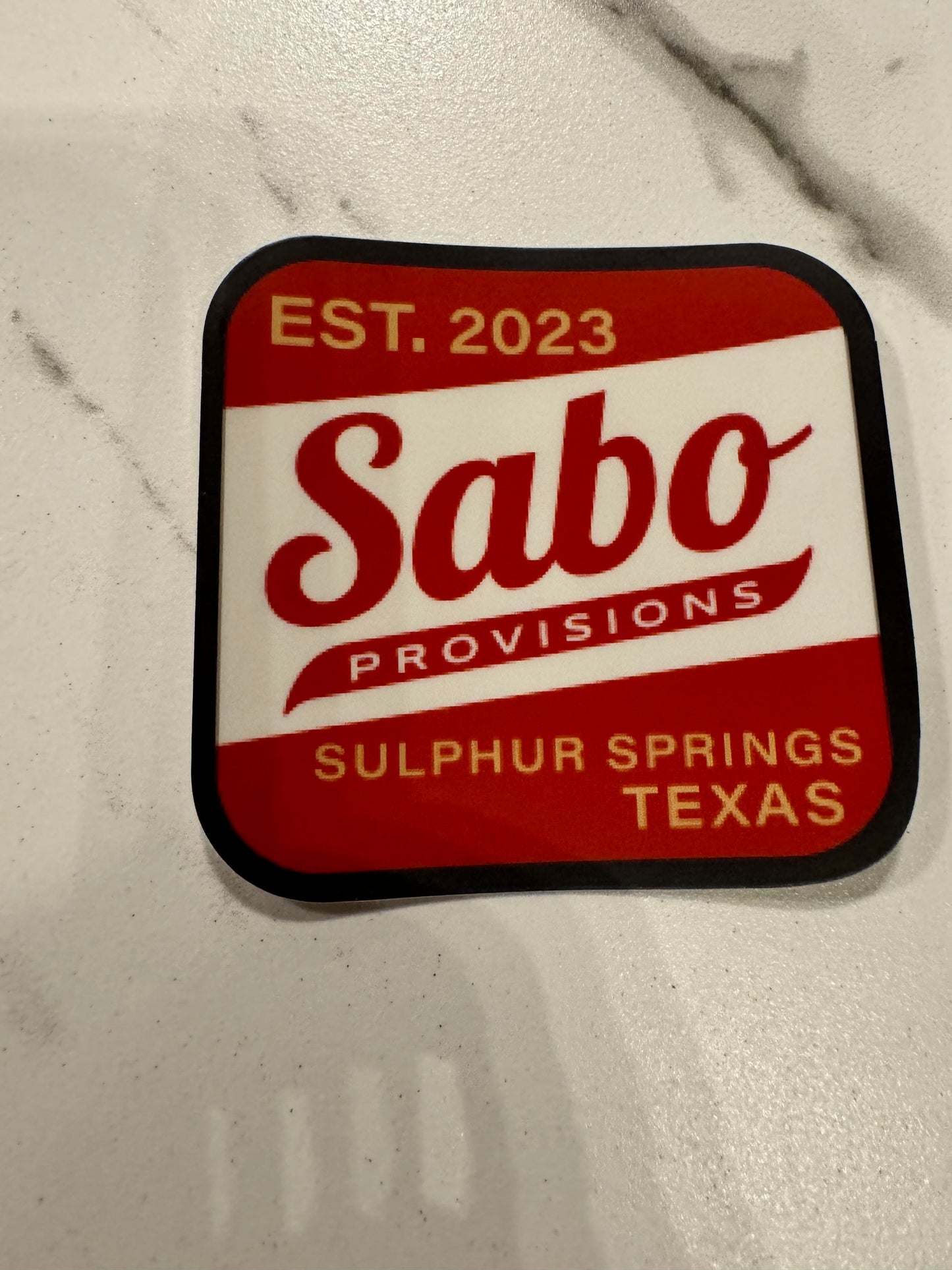 Sabo Provisions Square Red & White Sticker