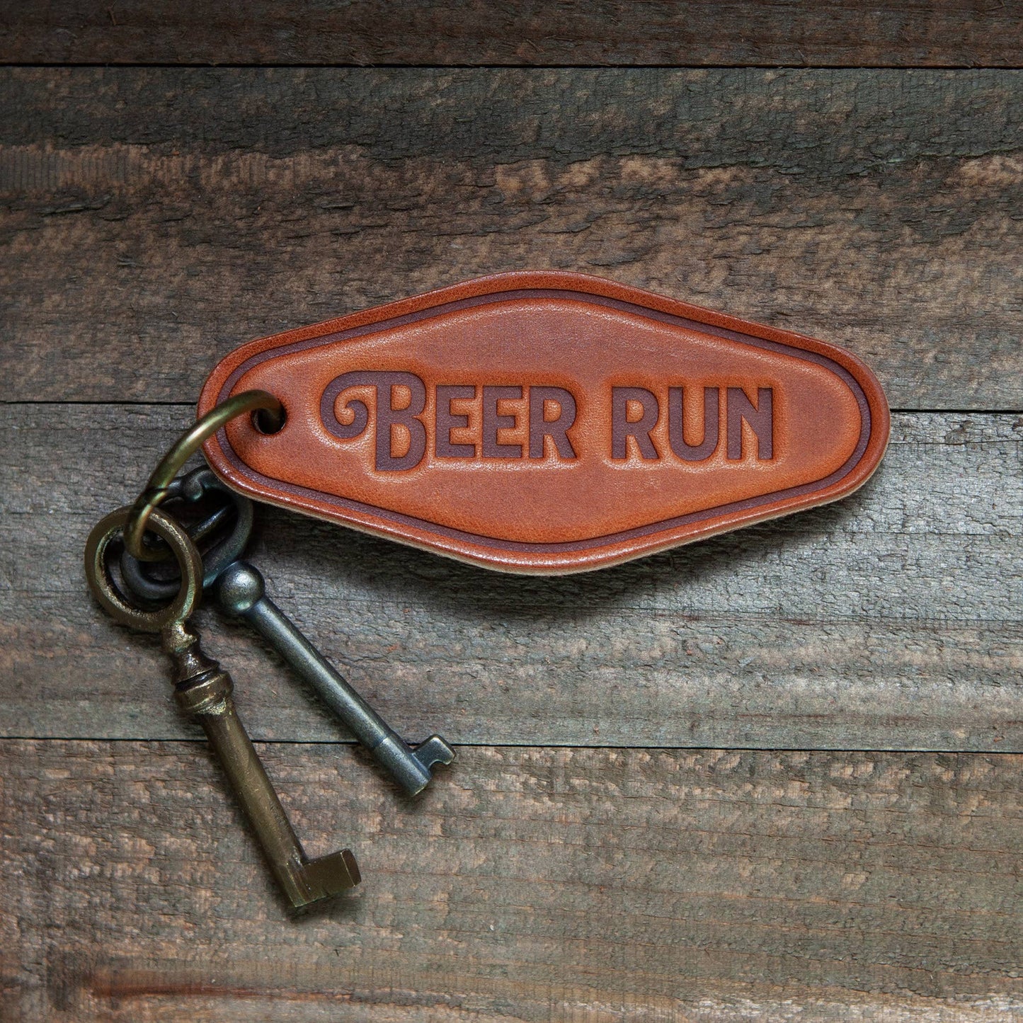 Beer Run Leather Keychain Motel Style