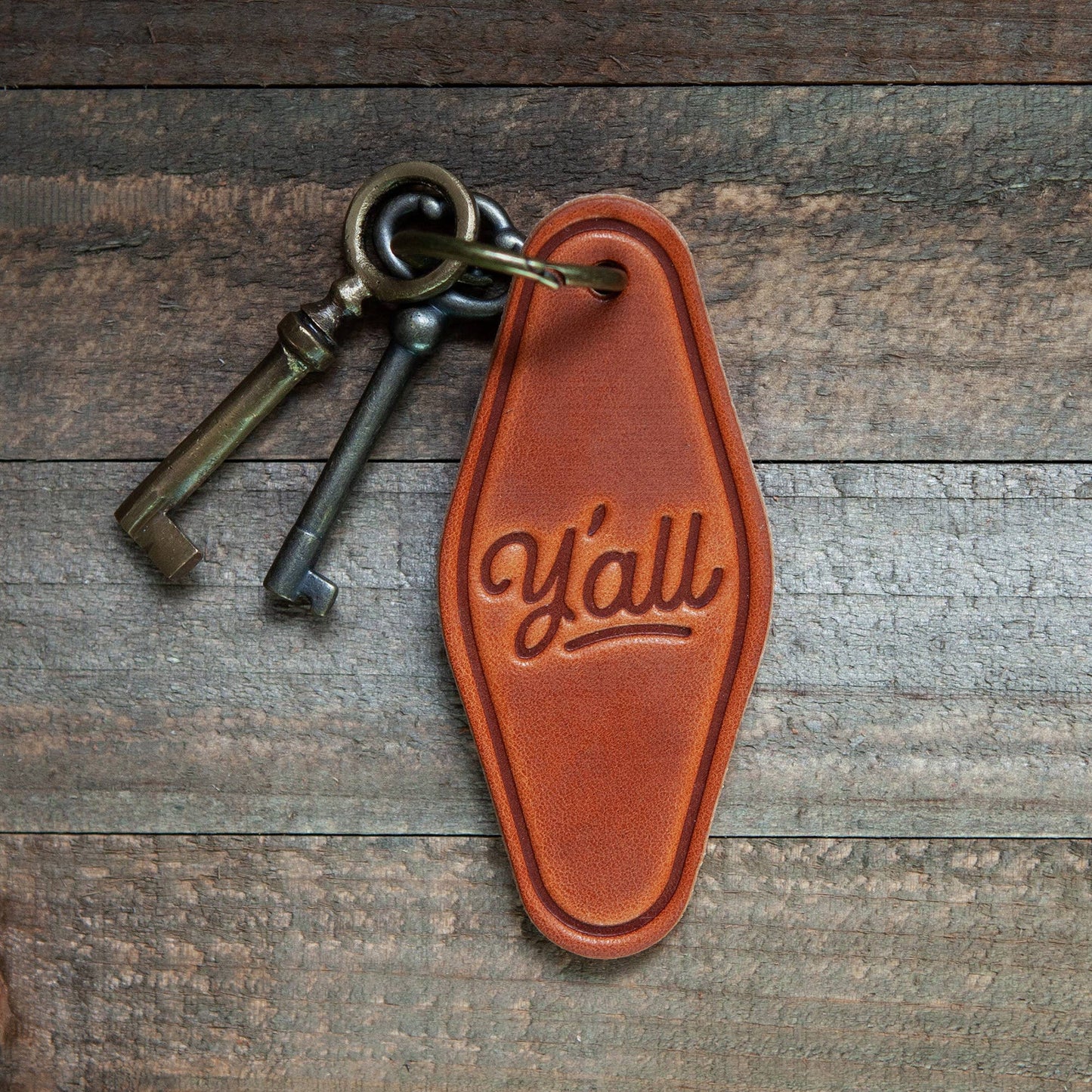 Y'all Leather Keychain Motel Style